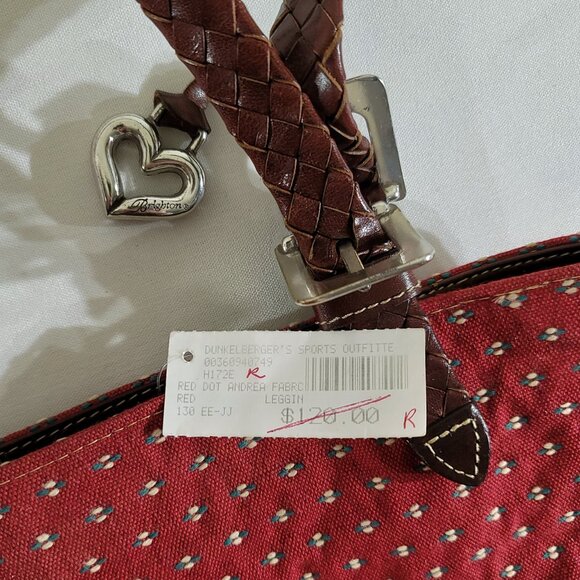 Brighton Handbag Purse Hobo Bag Red Dot AndreaCanvas Leather Handles $120 NOS - Picture 3 of 3